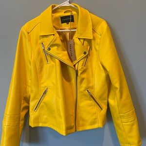 Yellow Faux Leather Jacket XL